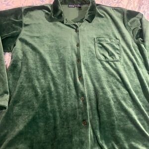 Elegant Green Velvet Women's Blouse